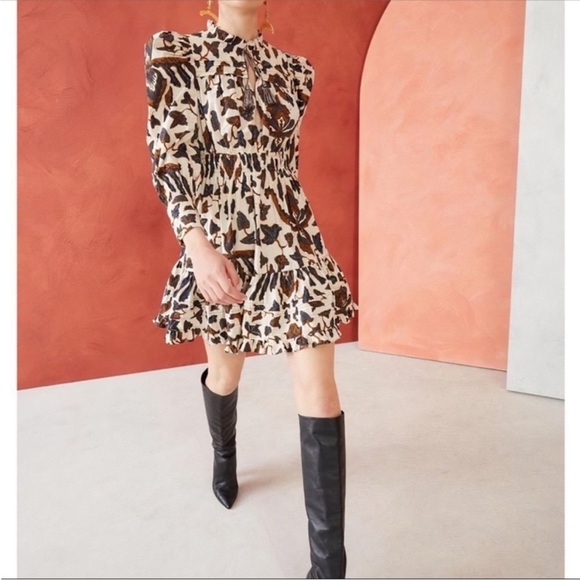 Ulla Johnson Dress Ismaya Mini Smocked in Bone Cream Floral - Picture 2 of 10